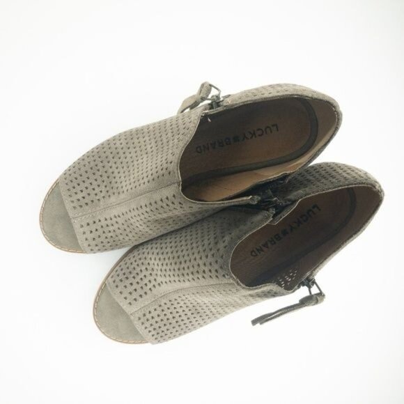 Lucky Brand Peep Toe Perforated Wedge Booties - Picture 5 of 5